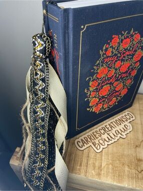 Bible tassel book mark - gold and black with cross charm